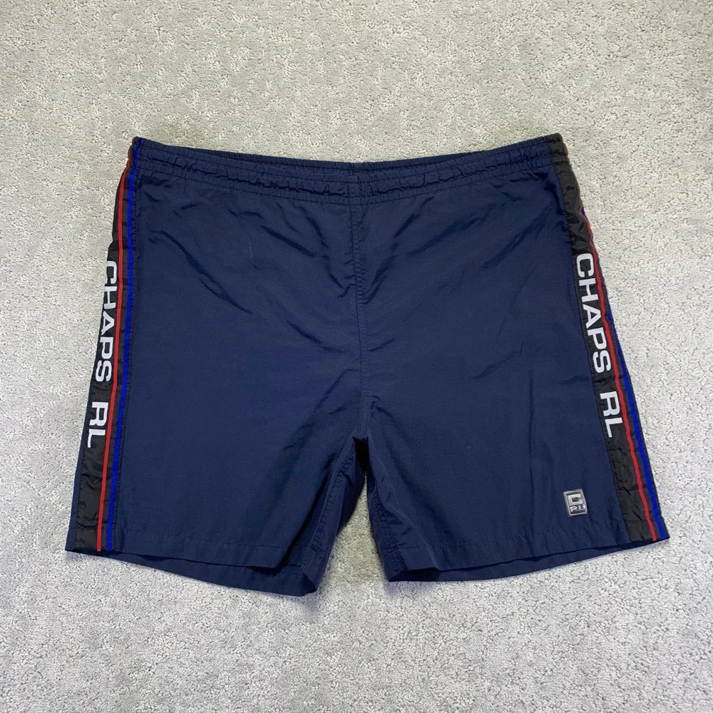Vintage Chaps Ralph Lauren Shorts Mens Large‎ Navy Blue Nylon Board Swim Trunks